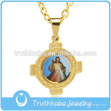 Cristão orações pingente em aço inoxidável Jesus religiosa pingente de colar banhado a ouro jóias personalizado para atacado